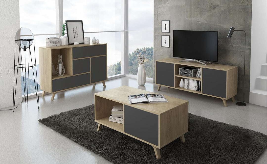 Skraut Home – Couchtisch – 45 x 92 x 50 cm – Niedriger Tisch, ideal für Wohnzimmer oder Esszimmer –