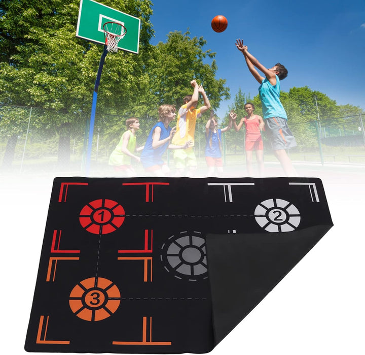 2 mm Schwarze Basketball-Trainingsmatte aus Gummi, stummschaltbare Punkteanzeige, Basketball-Fussmat
