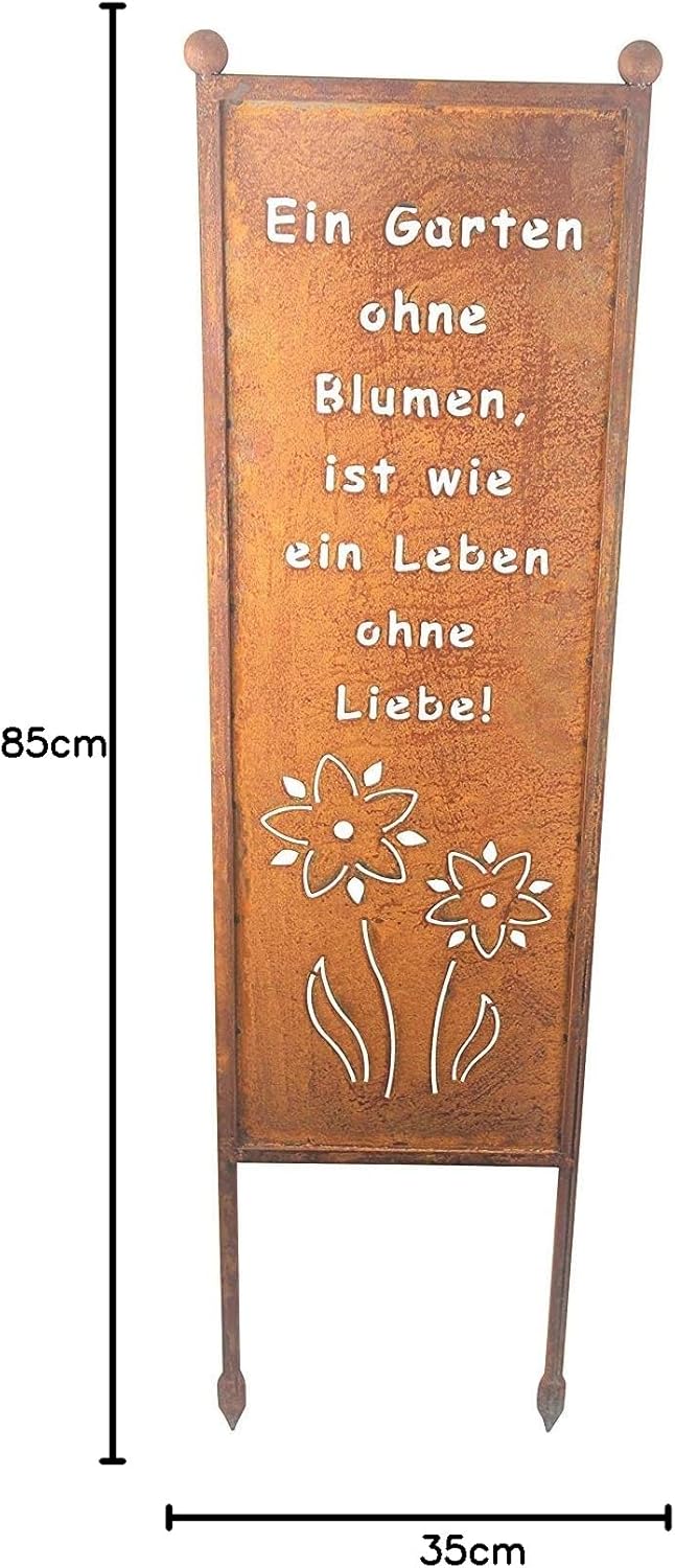 Bornhöft Schild/Spruchtafel Gartenschild Edelrost Rost zum Einstecken rostige Gartendeko (EIN Garten