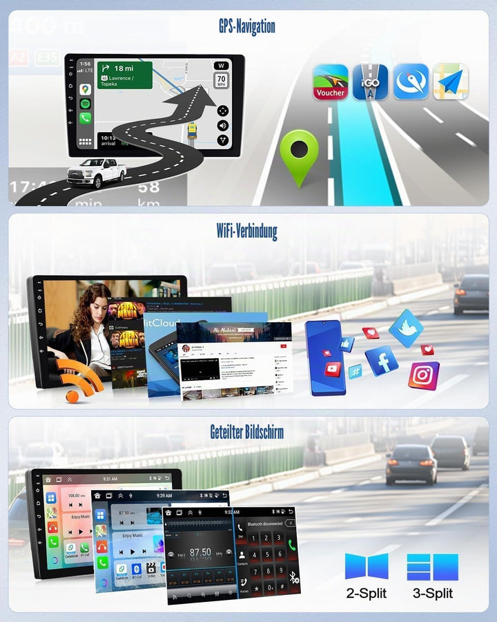 2+64G 8Core CAMECHO Android 13 Autoradio für BMW 1 Serie E81 E82 E87 E88 mit Navi,9-Zoll Auto Radio