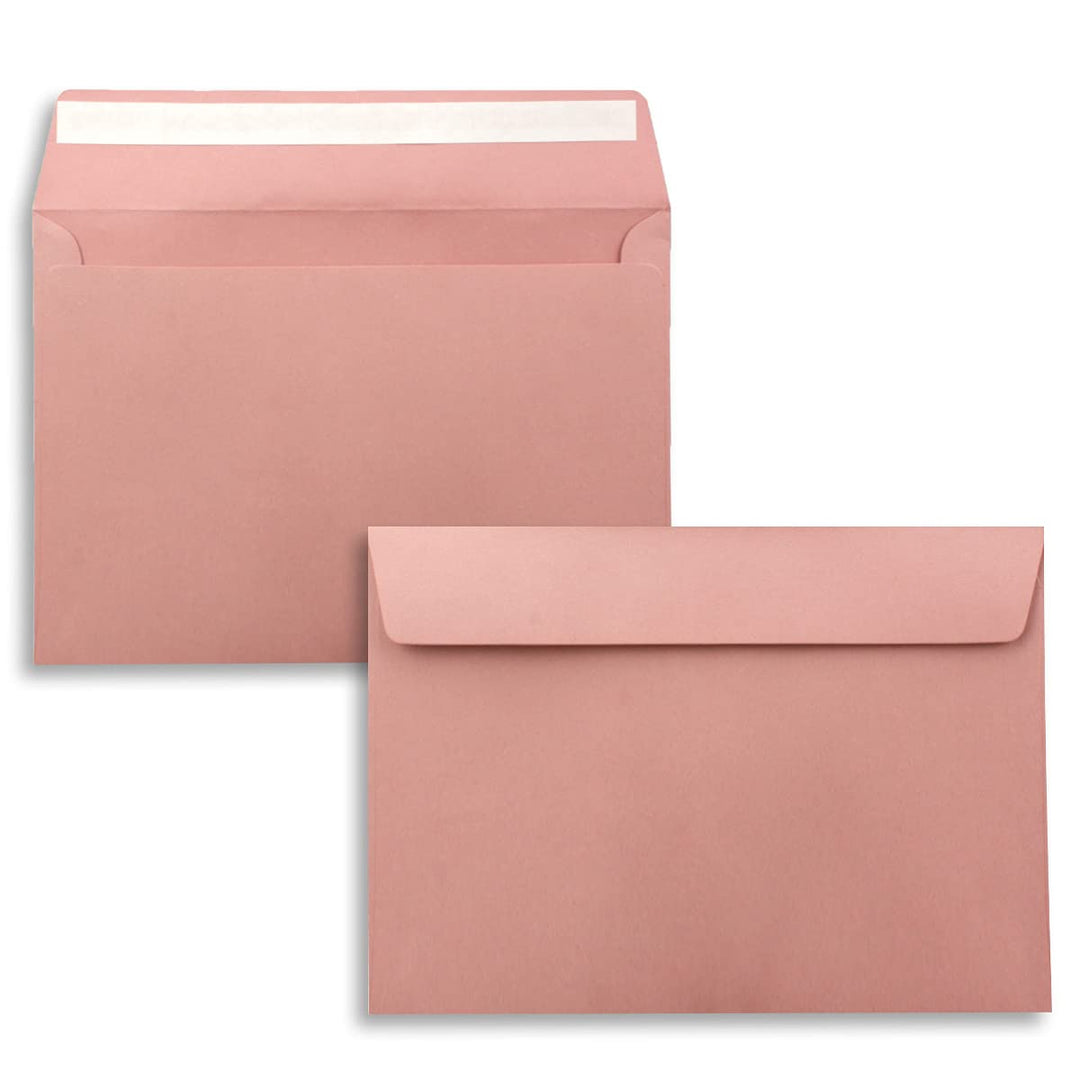 100x Briefumschläge DIN C5 Altrosa (Rosa) - 16,2 x 22,9 cm - Haftklebung - Edle Kuverts für grosse E