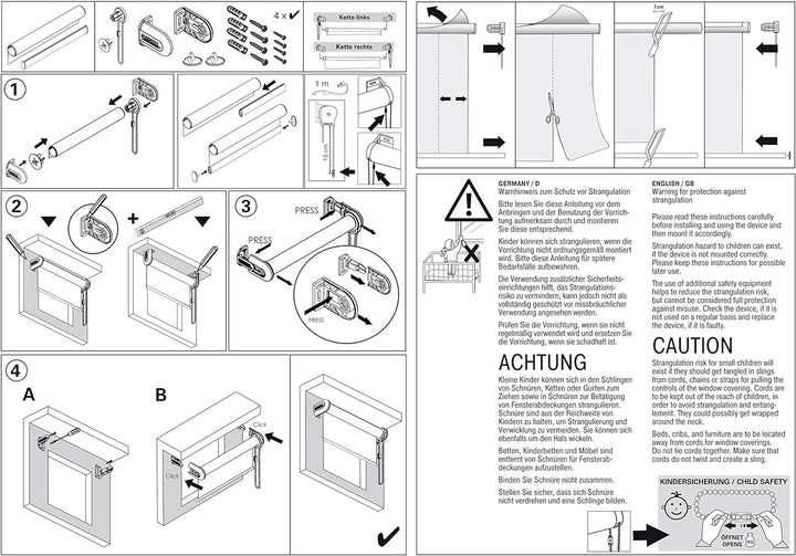 GARDINIA Seitenzug-Rollo zum Abdunkeln, Decken-, Wand- oder Nischenmontage, Lichtundurchlässig, Alle