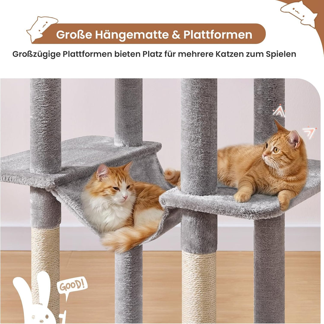 MSmask Kratzbaum gross, L Katzenkratzbaum Stabil, Katzenbaum mit Katzenhöhlen, Plattformen, Hängemat