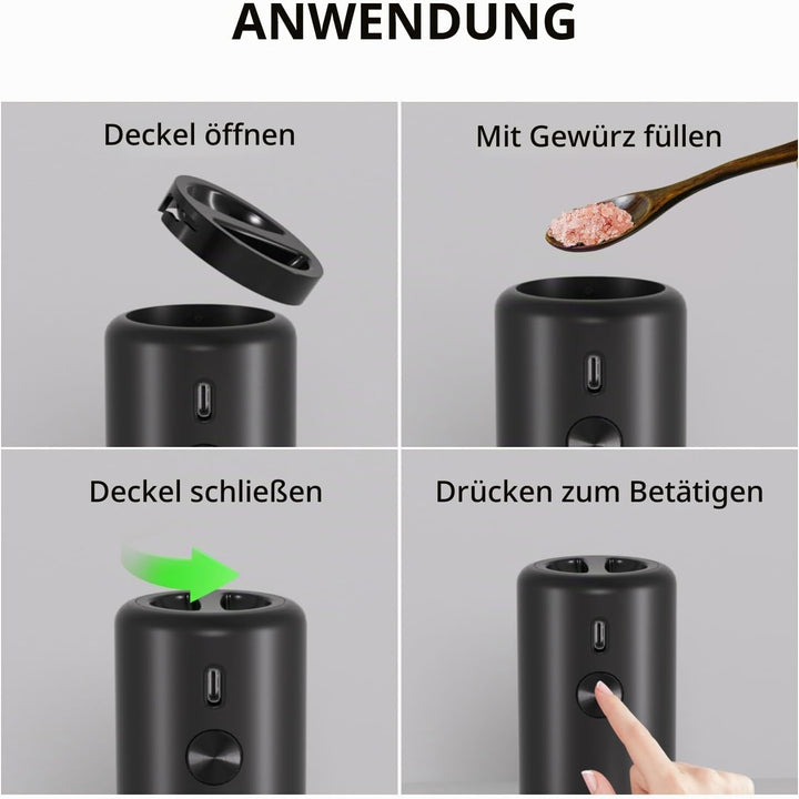 Salz und pfeffermühle elektrisch Set aufladbar, Automatis elektrische pfeffermühle set mit grosse Ka