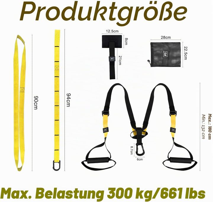 Sling Trainer, Schlingentrainer für Ein Ganzkörpertraining, Suspension Trainer mit Türanker Einstell