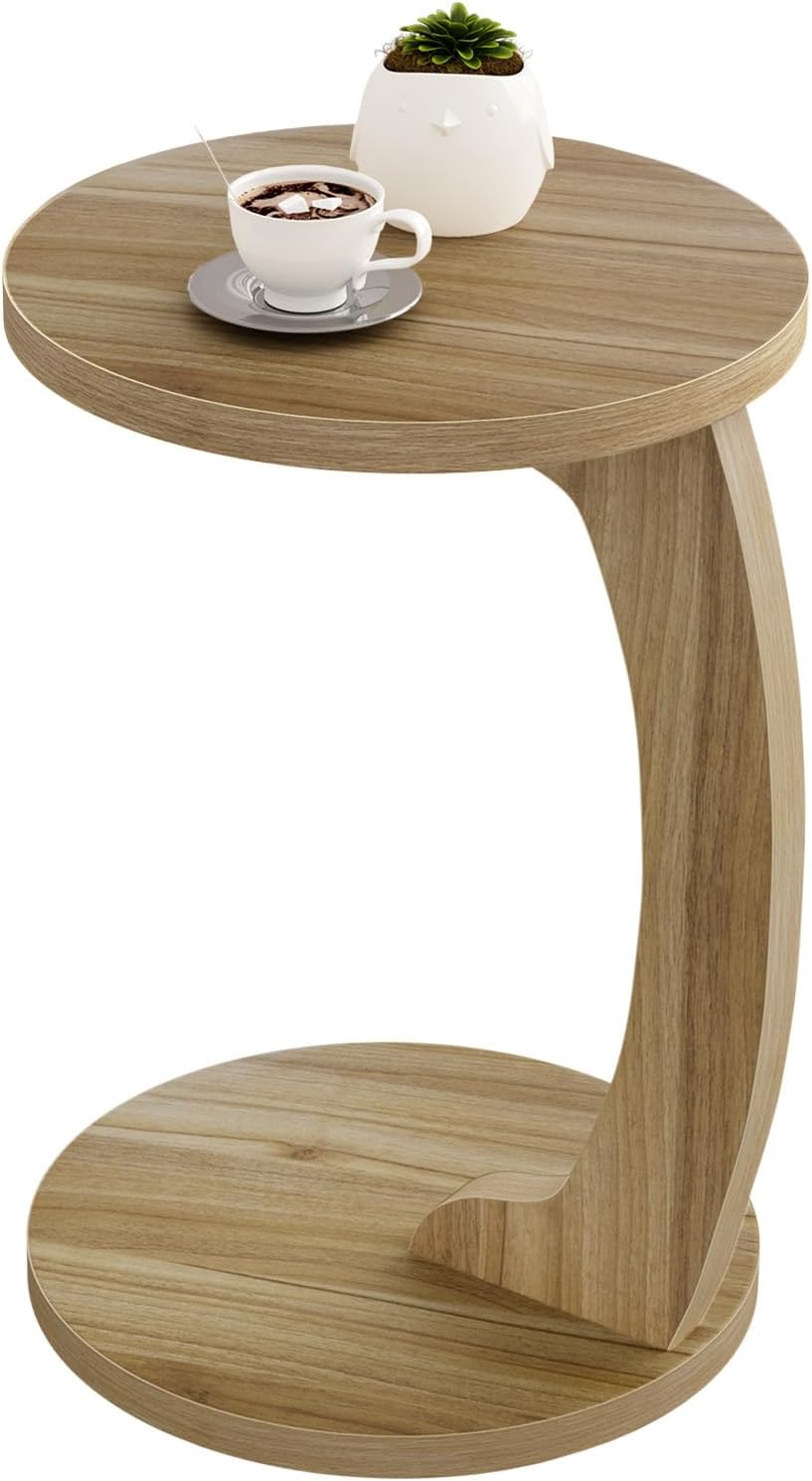 WOLTU Beistelltisch C Form, Couchtisch rund, Sofatisch Kaffeetisch Wohnzimmertisch Abstelltisch, Kle