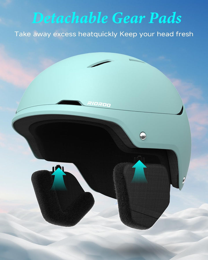 RIOROO Skihelm, Skihelme Herren Damen Jugendliche Grössenverstellbar,Warme Flusen-Ohrpolster Snowboa