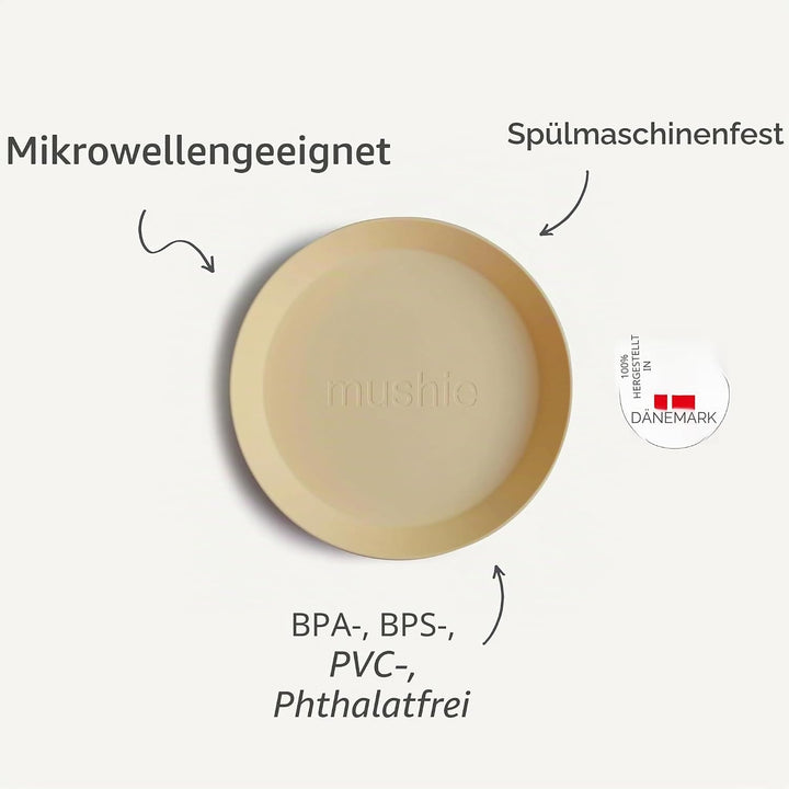 mushie Runde Geschirrteller für Kinder | 2er-Set | wiederverwendbar BPA-frei | spülmaschinenfest &amp; m