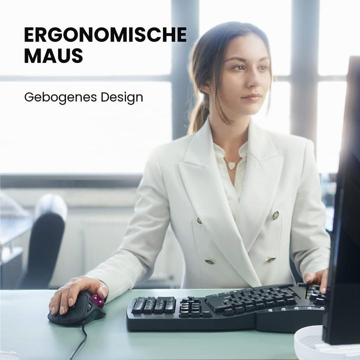Perixx PERIMICE-517 Ergonomische Maus mit Trackball - 400/1000 DPI - Kabelgebunden, Kabelgebunden