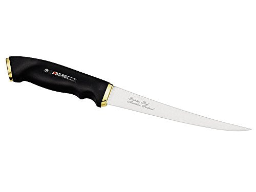 Marttiini Finnisches Filetiermesser, Klinge 19 cm, Kautschuk-Griff, Lederscheide Ohne Gravur, Ohne G