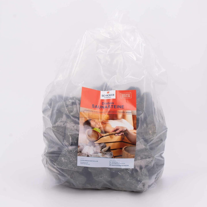 Deutsche Diabas Saunasteine 25 kg 5-8 cm oder 8-12 cm, hochwertige Aufgusssteine für den Saunaofen,