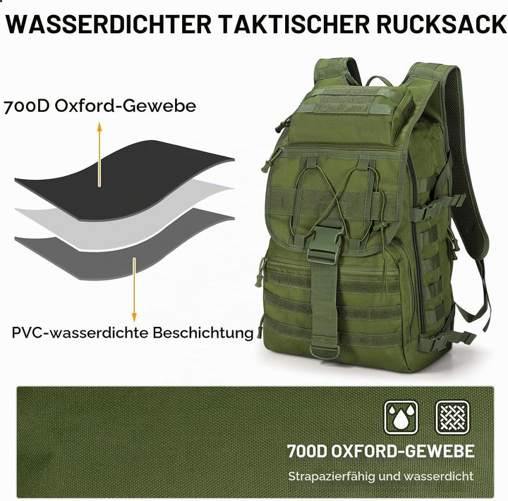 SHANNA Militärrucksack 35L/50L Armee Rucksack Molle, Hohe Kapazität Trekkingrucksack Wanderrucksäcke