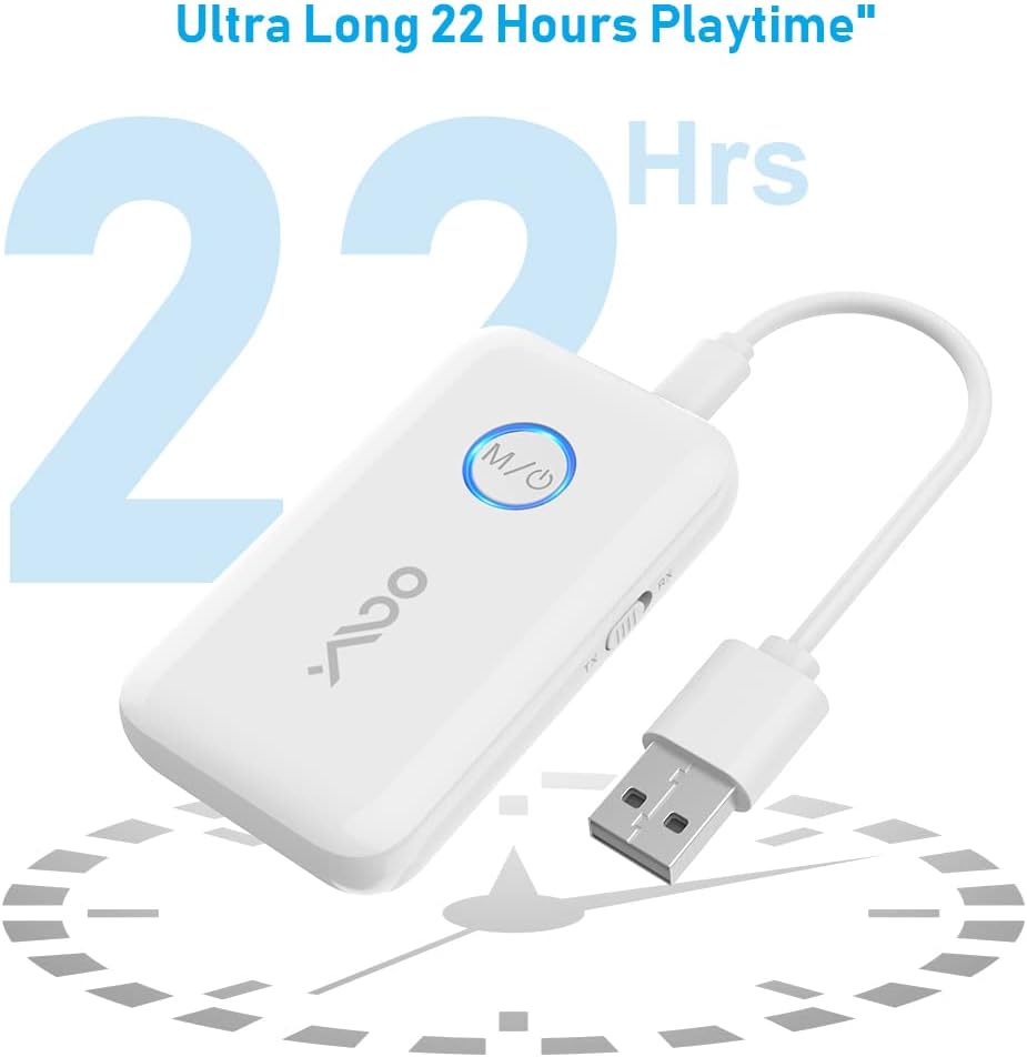 YMOO Bluetooth Adapter 5,3 für TV an Zwei Bluetooth Kopfhörer,3,5 mm Klinke AUX Audio 2 in 1 Bluetoo