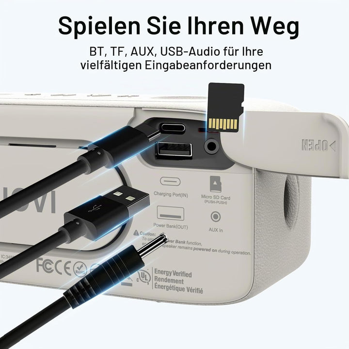 JUOVI kabelloser Tragbarer Bluetooth Lautsprecher, IP68 Wasserdicht, 24 Stunden Spielzeit, Bluetooth