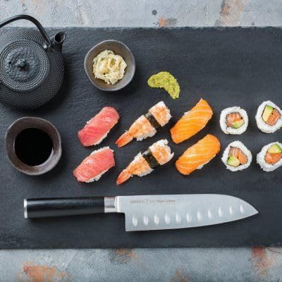 SAMURA MO-V Profi Santokumesser Ultra-scharf, gross, aus japanisch AUS 8 Edelstahl, 18 cm Klinge, mi