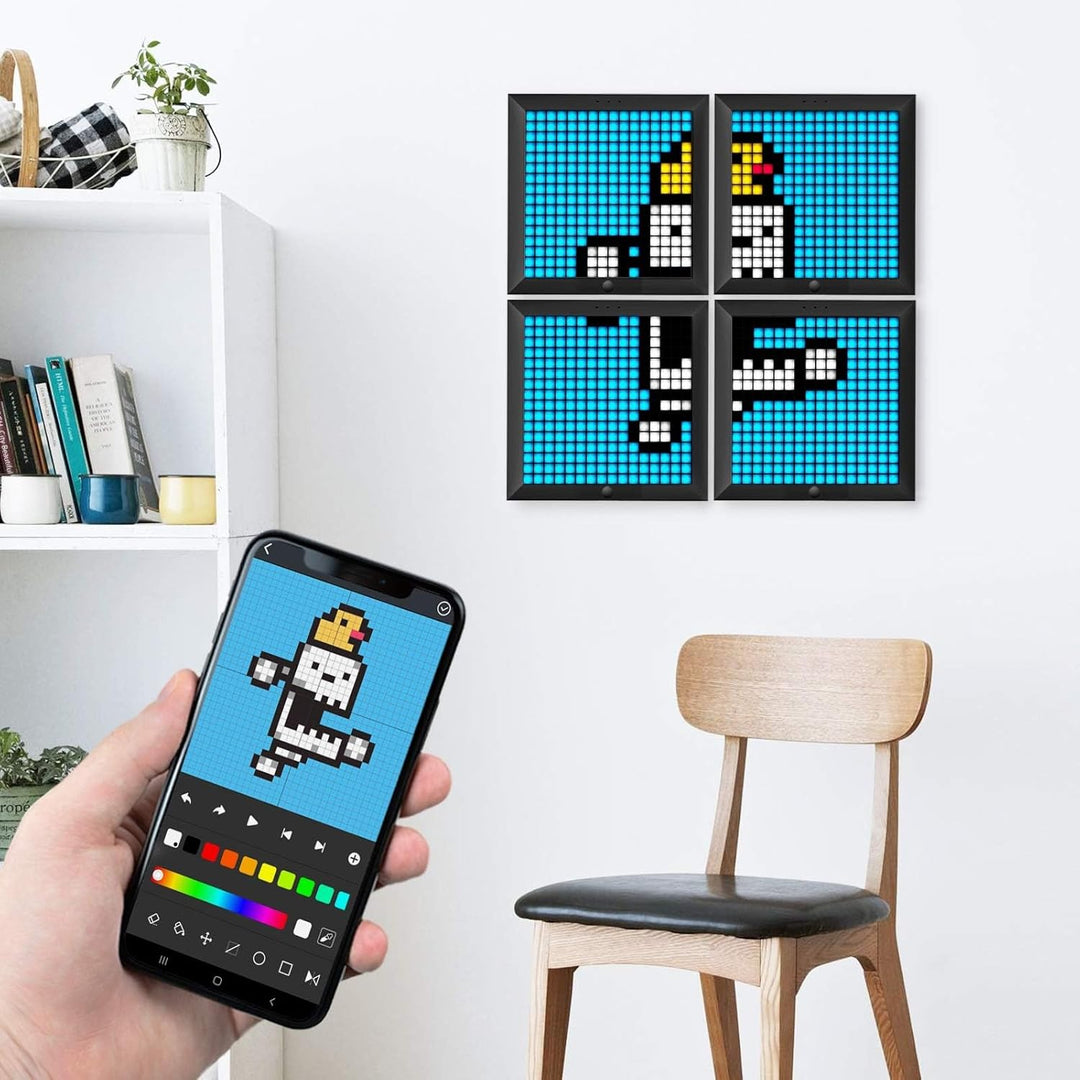 Divoom Pixoo Pixel Art Digitaler Bilderrahmen, Programmierbares 16 * 16 RGB LED Panel, Smart Clock m