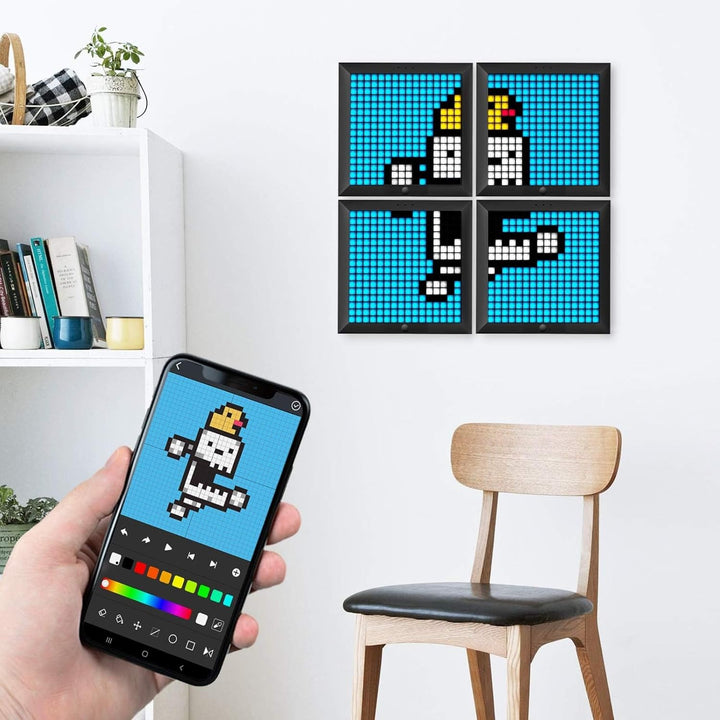 Divoom Pixoo Pixel Art Digitaler Bilderrahmen, Programmierbares 16 * 16 RGB LED Panel, Smart Clock m