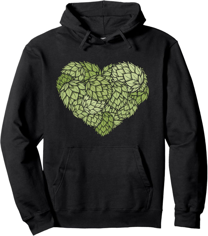 Hoppy Beer Lover Hops Heart Graphic Illustration Pullover Hoodie
