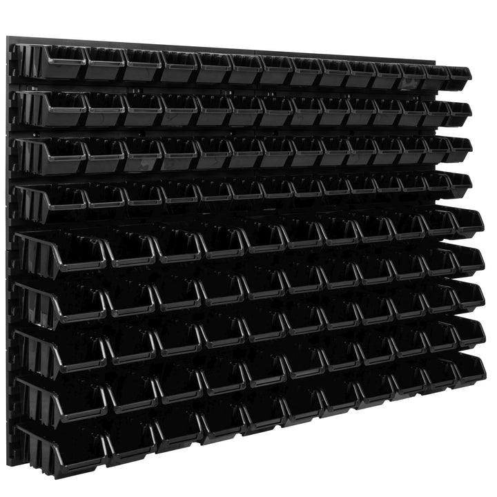 Lagersystem Werkstattregal | 115 x 78 cm | 111 stck. Box | Wandregal mit Stapelboxen - Wandplatten E