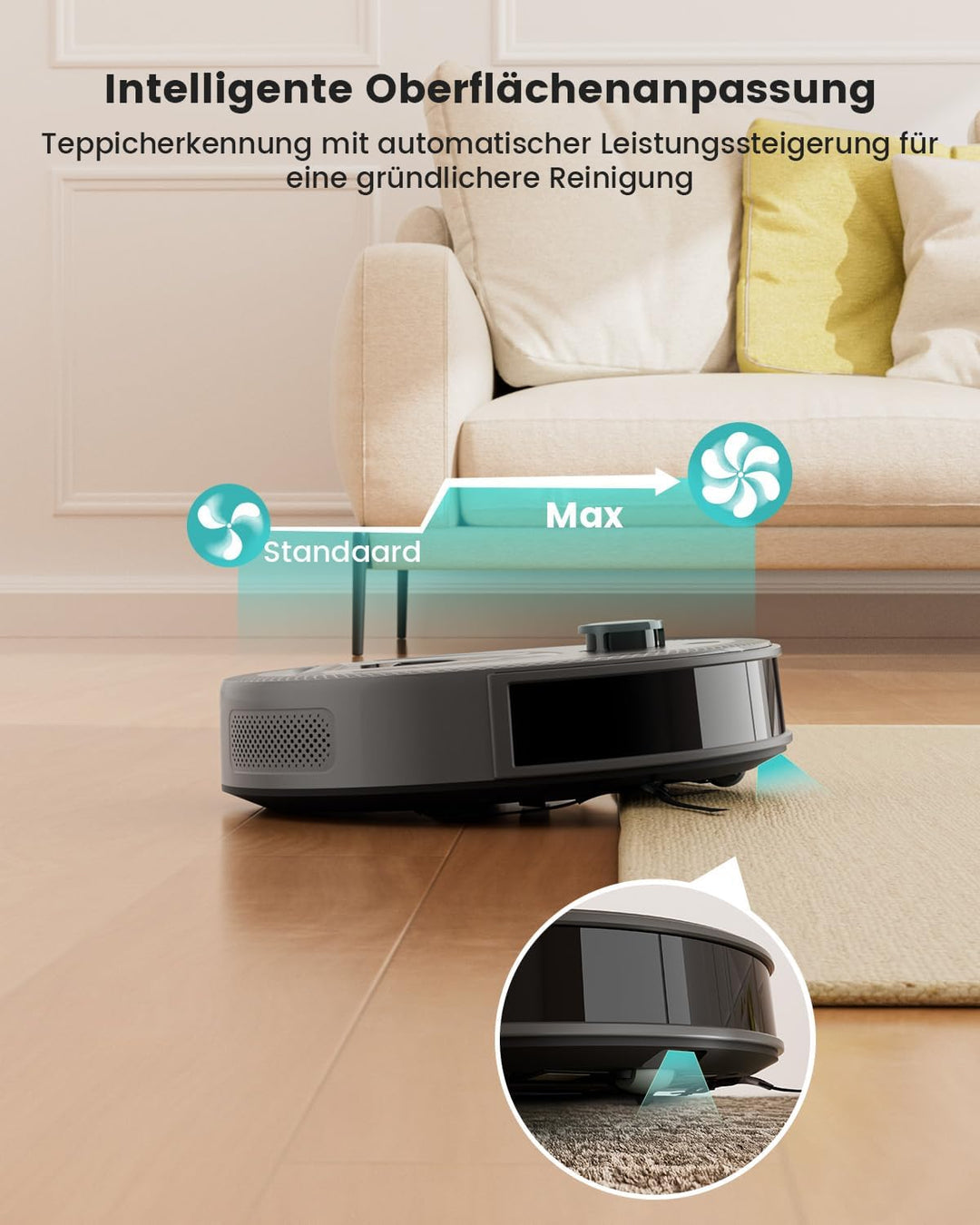 LEFANT M330Pro Saugroboter mit Wischfunktion, 2.4G/5GHz Wi-Fi, 5000Pa Saugkraft, Multi-Floor Mapping