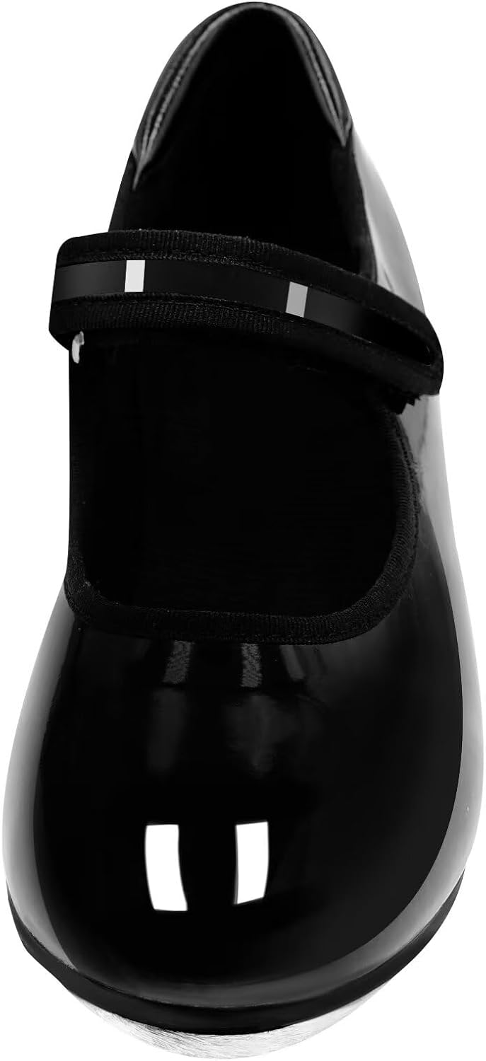 Steppschuhe,Schwarz 2,5 cm Absatzhöhe Schnüren Stepp Schuhe für Kinder Erwachsene 24 EU Klettverschl