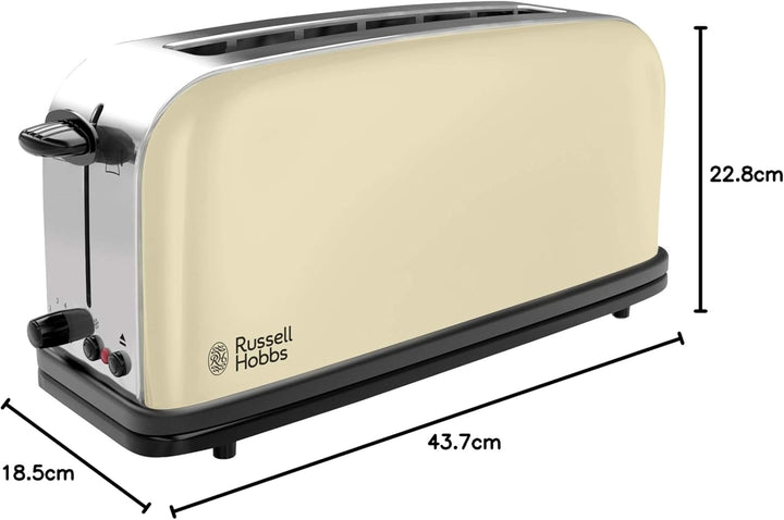 Russell Hobbs Toaster [Langschlitz für 2 Scheiben / 1 breite Brotscheibe] Colours+ Edelstahl Creme (