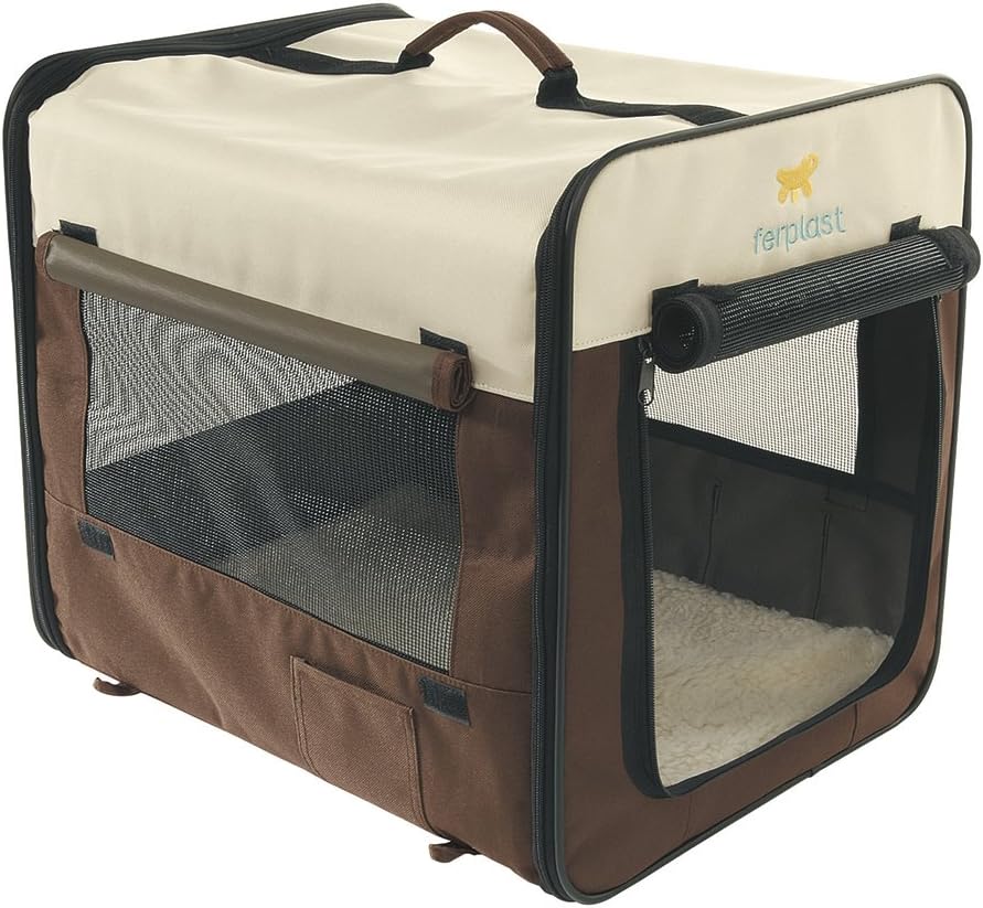 Ferplast Hunde Transportbox, faltbare Hundehütte, wasserabweisend, tragbar, transportabel, Metallrah