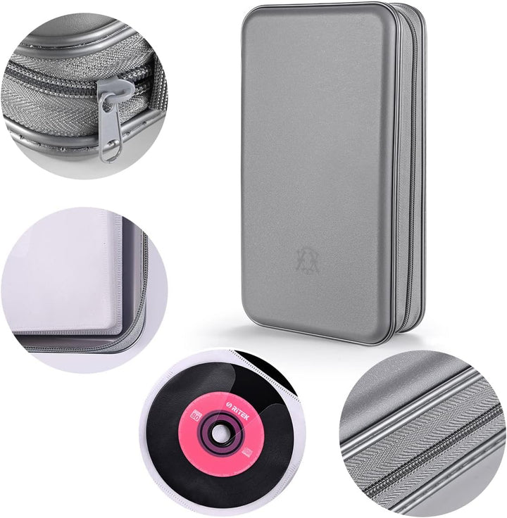 DVD-Tasche,96 Kapazität CD-Hülle Halter Lagerung Veranstalter Hartplastik Schutz Disc-Geldbörse für