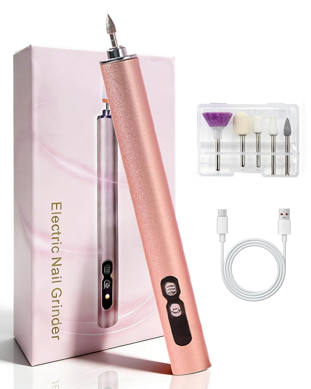 Professioneller Elektrischer Nagelfräser, Tragbare Nagelfeile für Acryl und Gelnägel, USB-Aufladbar,