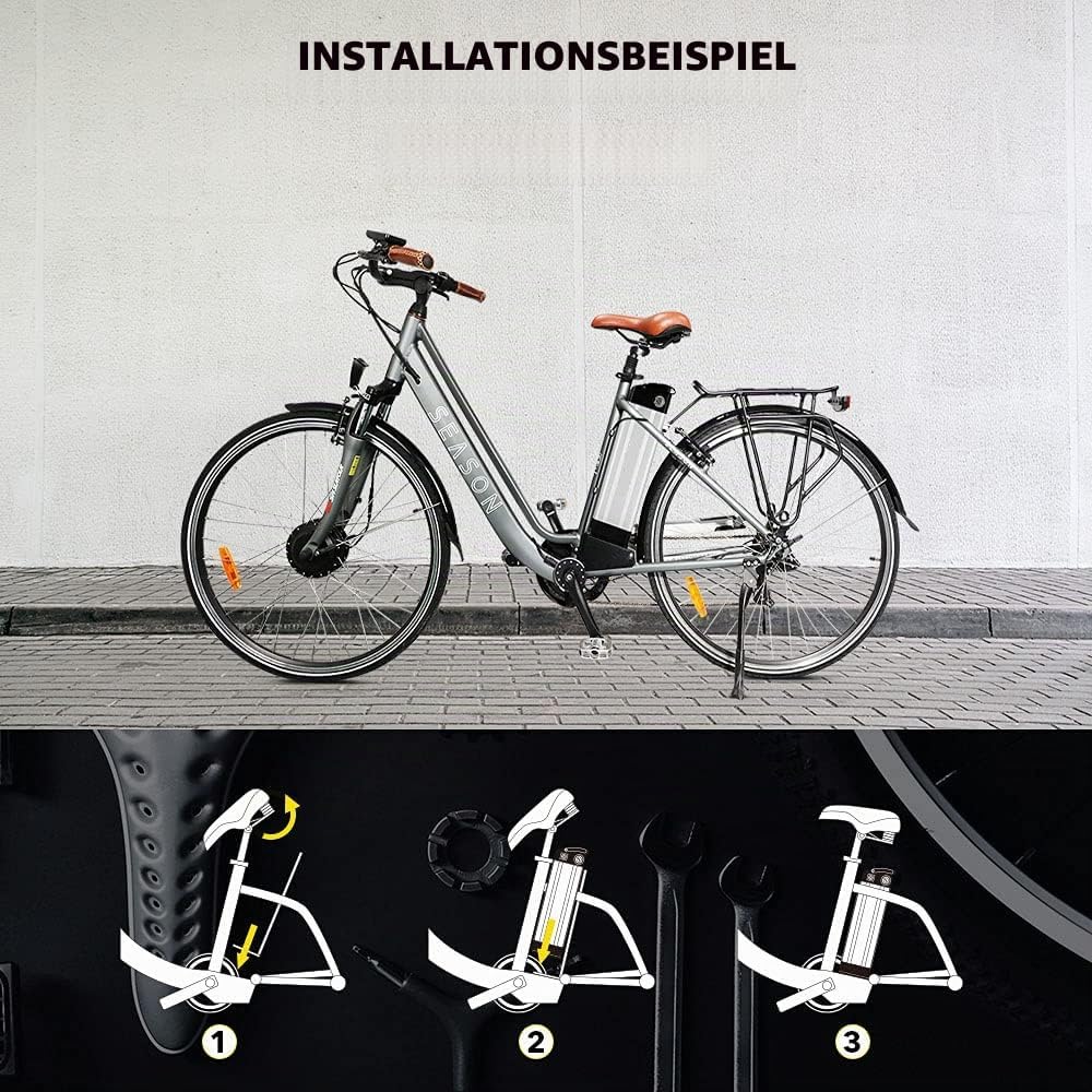 SEASON E-Bike Pedelec Akku Silverfish 36V 15.6Ah 577Wh, passend für 36V 250W/350W/500W Motoren, für