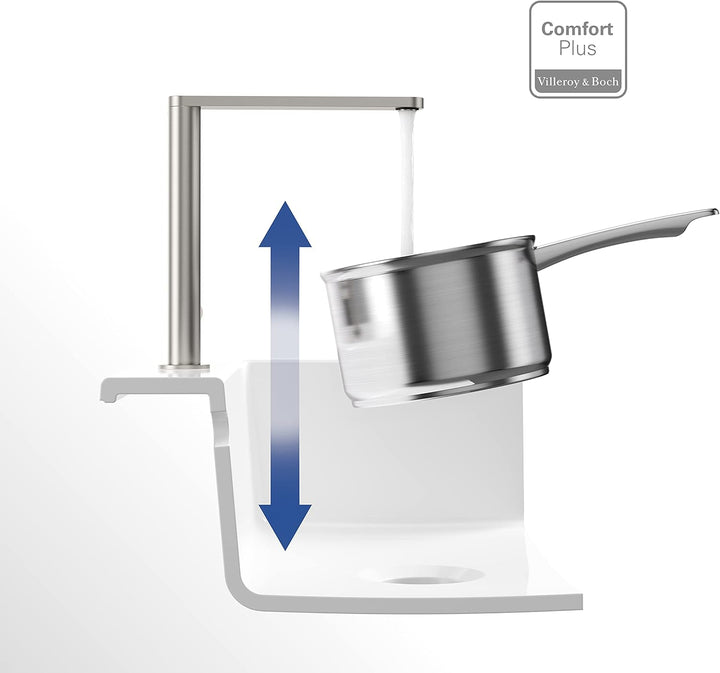 Villeroy &amp; Boch Finera Küchenarmatur, Hochdruck, Wasserhahn Küche mit Keramikkartusche und 360° Schw