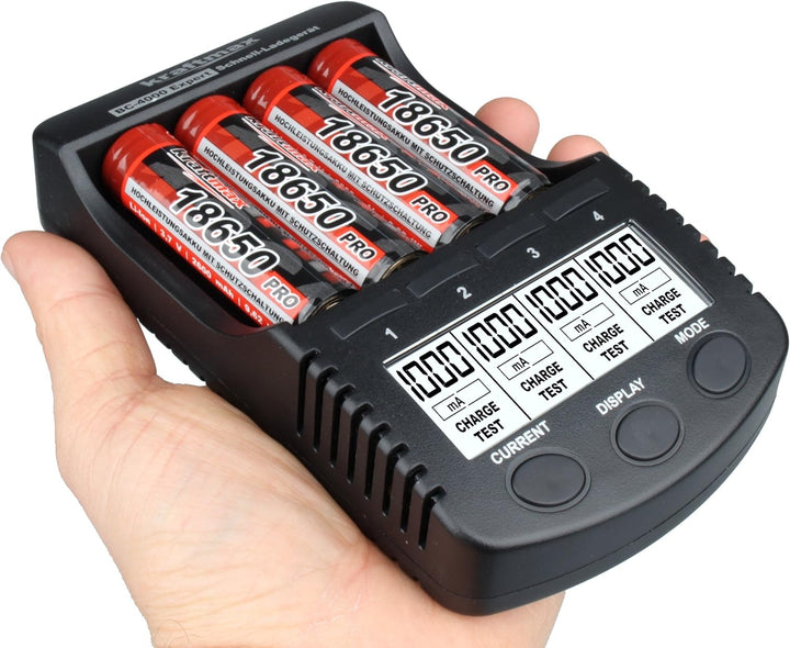 Original BC-4000 EXPERT Ladegerät + 8 Panasonic Eneloop Mignon AA Akkus - Set mit Ladestation und Ak