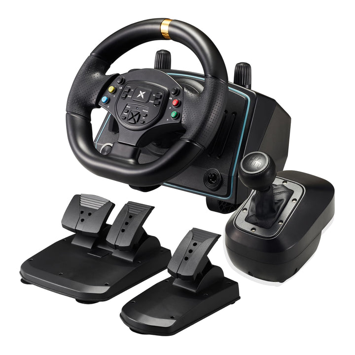 NBCP 1080° PC Lenkrad mit Pedalen und Shifter,Hall-Metallpedal,6+1 Schaltknüppel,Gaming Lenkrad Mehr