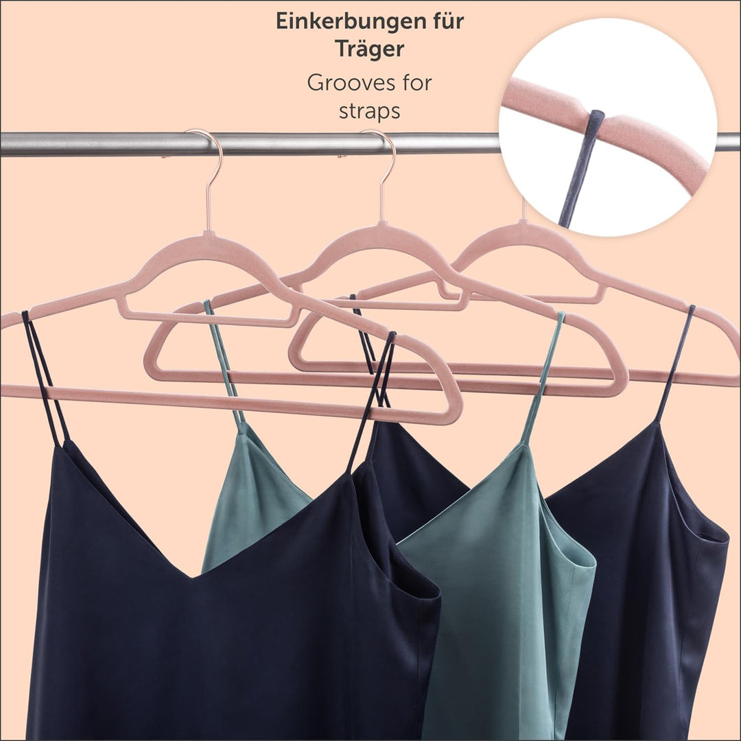 Blumtal Kleiderbügel 30 Stück - Samtbezug, 360° drehbar und belastbar - Platzsparend und rutschfest