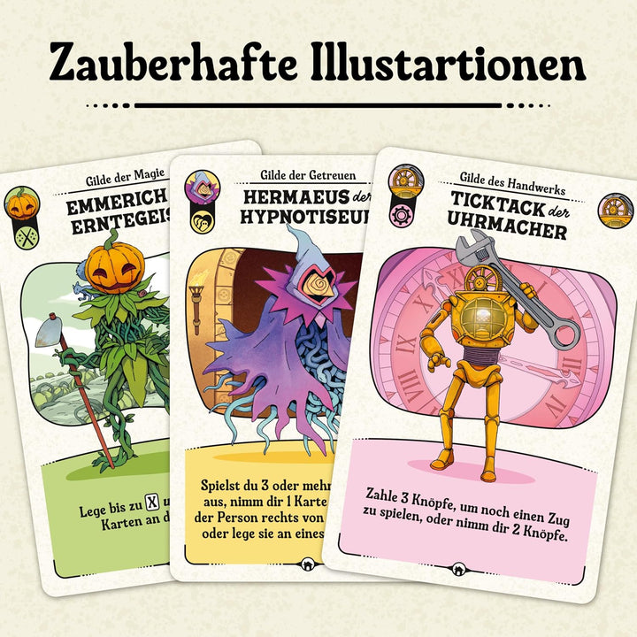 Ravensburger 24783 - Die glorreichen Gilden von Buttonville - Kartenspiel, Gesellschaftsspiel für Fr