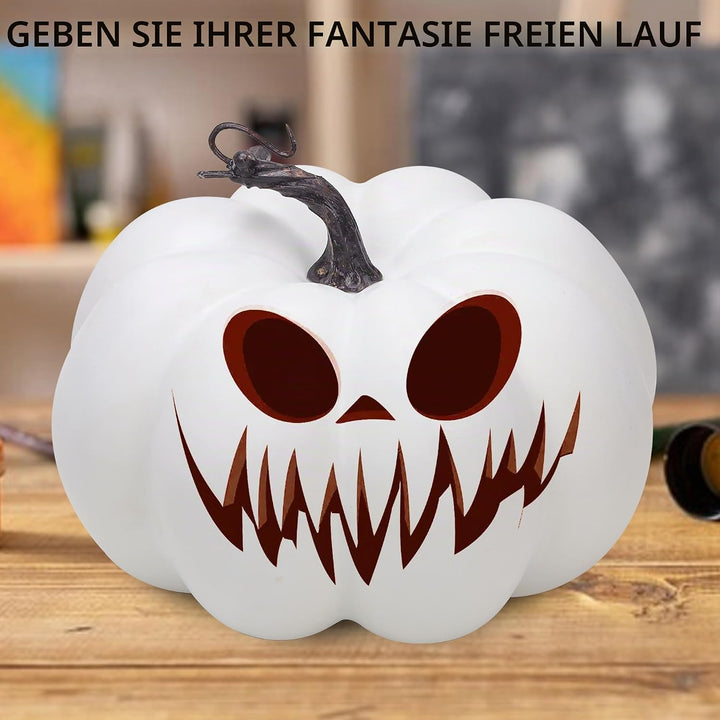 Quancru 20cm Weisse Künstliche Kürbis Simuliert Herbst Dekor Realistisch DIY Erntedankfest Halloween
