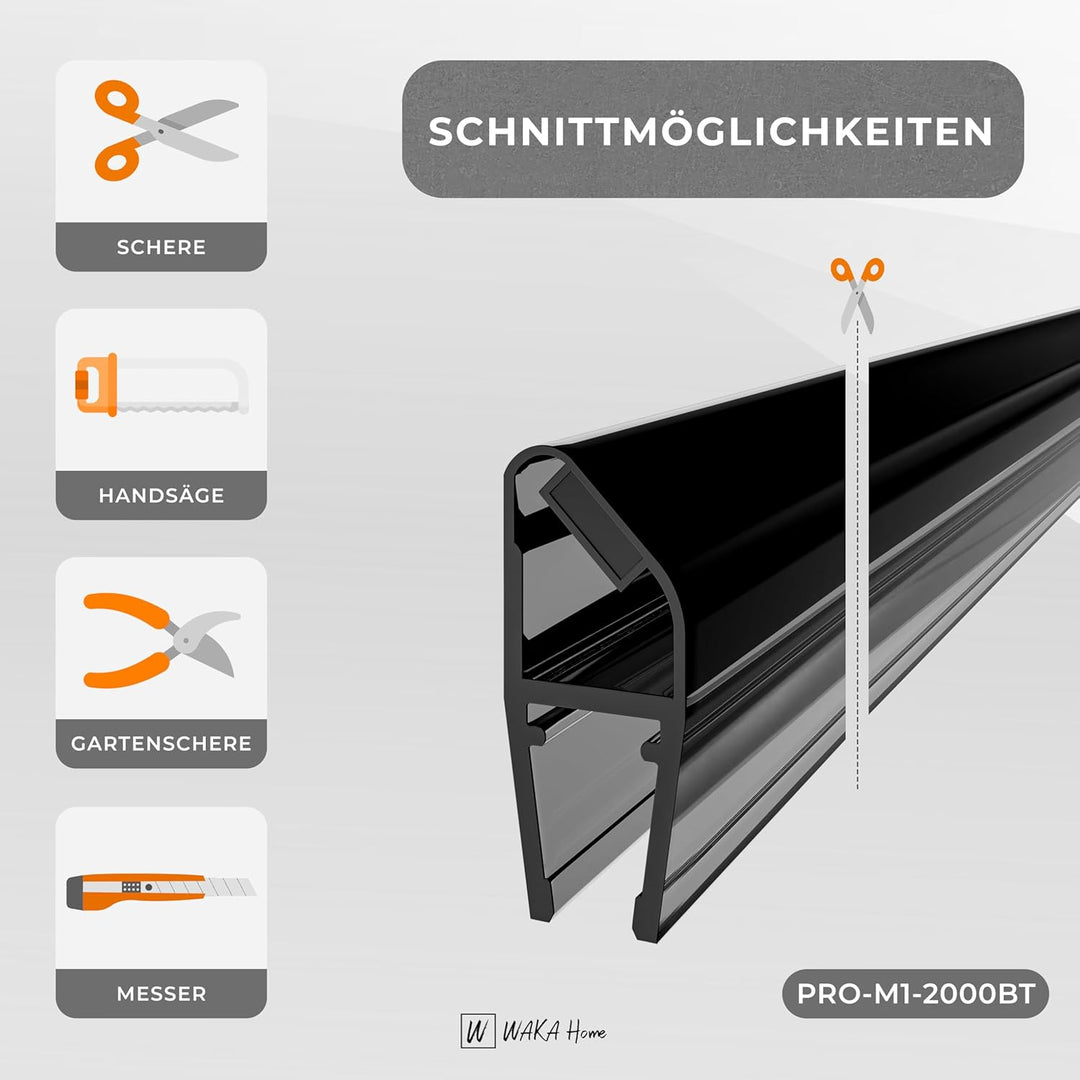 WAKA Premium SET Magnet - Duschdichtung & Duschtür PRO-M1 Duschdichtungen für Duschtüren Optisch Sch