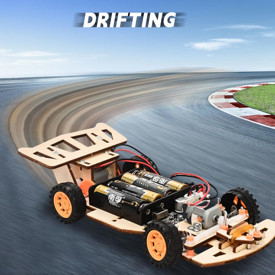 3D Holzpuzzle für Kinder, ferngesteuertes Auto mit Self-Centering Steering - Holzbauset zum Basteln