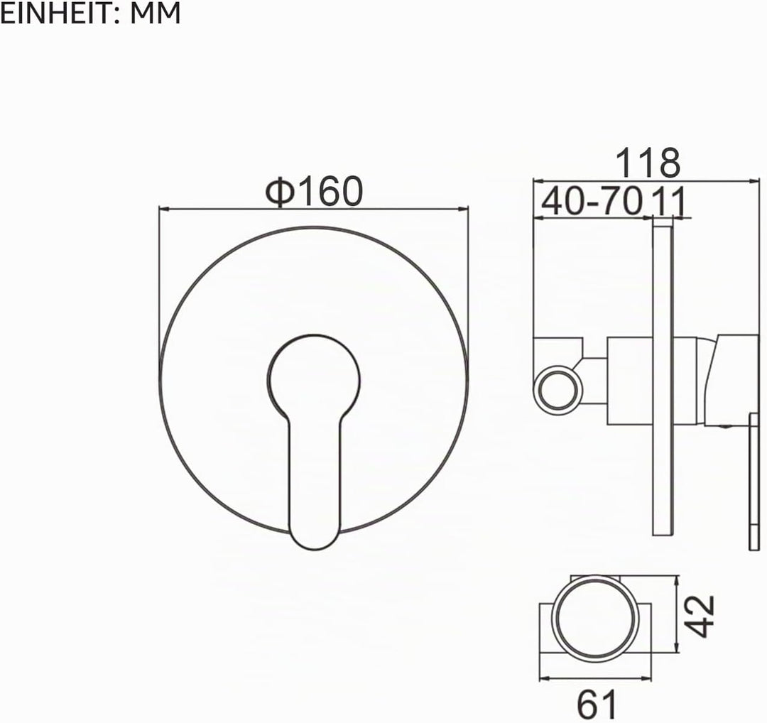 Ibergrif - Unterputz Duschhahn für Duschsystem, 1 Funktionen, Chrom, 1 Funktion