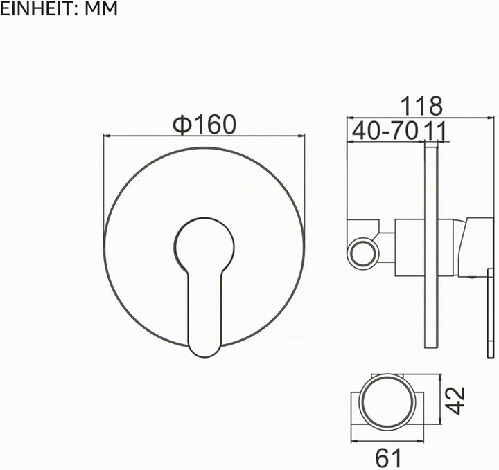 Ibergrif - Unterputz Duschhahn für Duschsystem, 1 Funktionen, Chrom, 1 Funktion