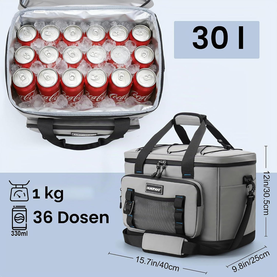 Hulongo Kühltasche, 30 L grosse isolierte Kühltasche, wasserdichte Thermotasche für Picknicks, ausla