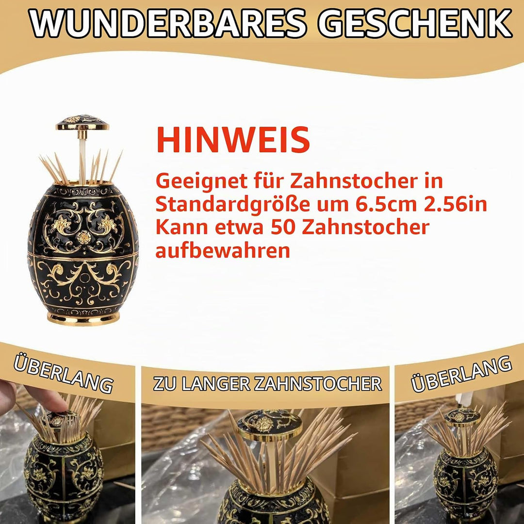 HERCHR Zahnstocherhalter, Spender Für Zahnstocher, Zahnstocher Spender, Push-Stil Retro Metall Hochs