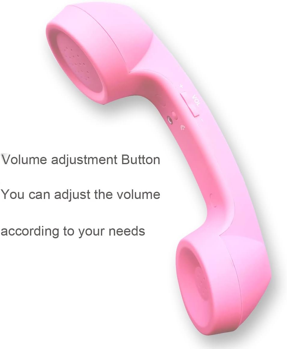 kabellose Retro-Telefonhörer Kopfhörer Bluetooth für EIN Handy mit bequemem Anruf,rosa, Rosa