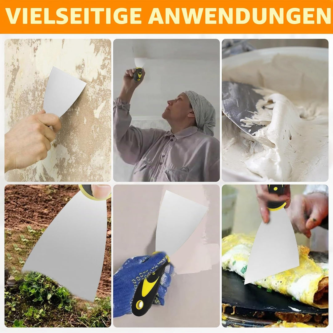 8 Stück Spachtel Set - Edelstahl Malerspachtel Spachtel Set mit Kunststoffgriff - Rostfrei Gipser Sp