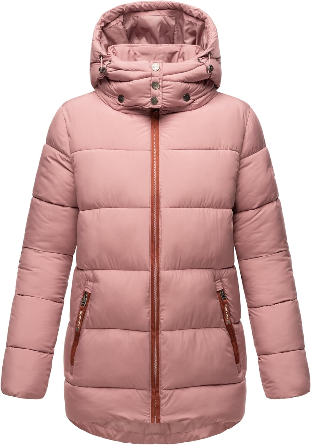 Navahoo Damen kurze Winterjacke Steppjacke warm mit abnehmbarer Kapuze aus recycelten Materialien Wa