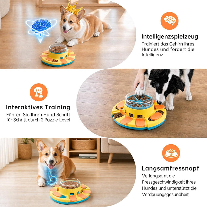 Hundepuzzle-Spielzeug, 2 Ebenen, Slow Feeder, Futterspender für Leckerlis, IQ-Training und Unterhalt