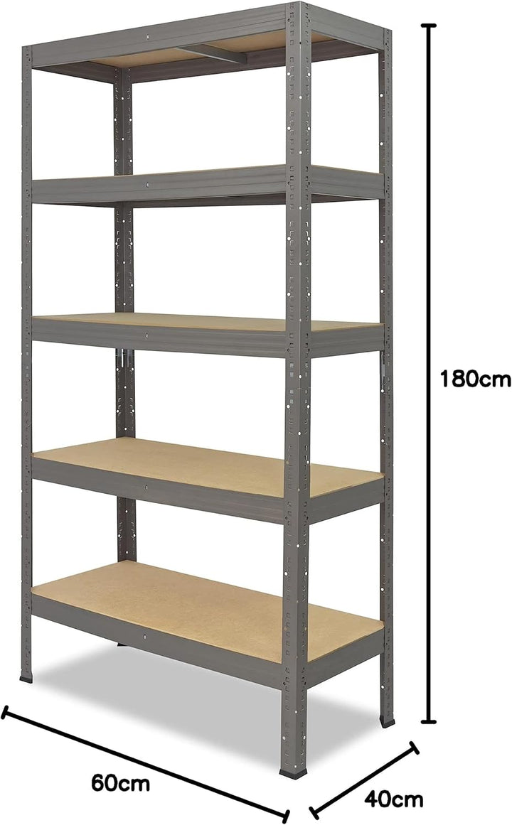 shelfplaza® 180x40x60cm Profi Schwerlastregal grau/Metallregal mit 5 Böden à 200kg Tragkraft/Kellerr