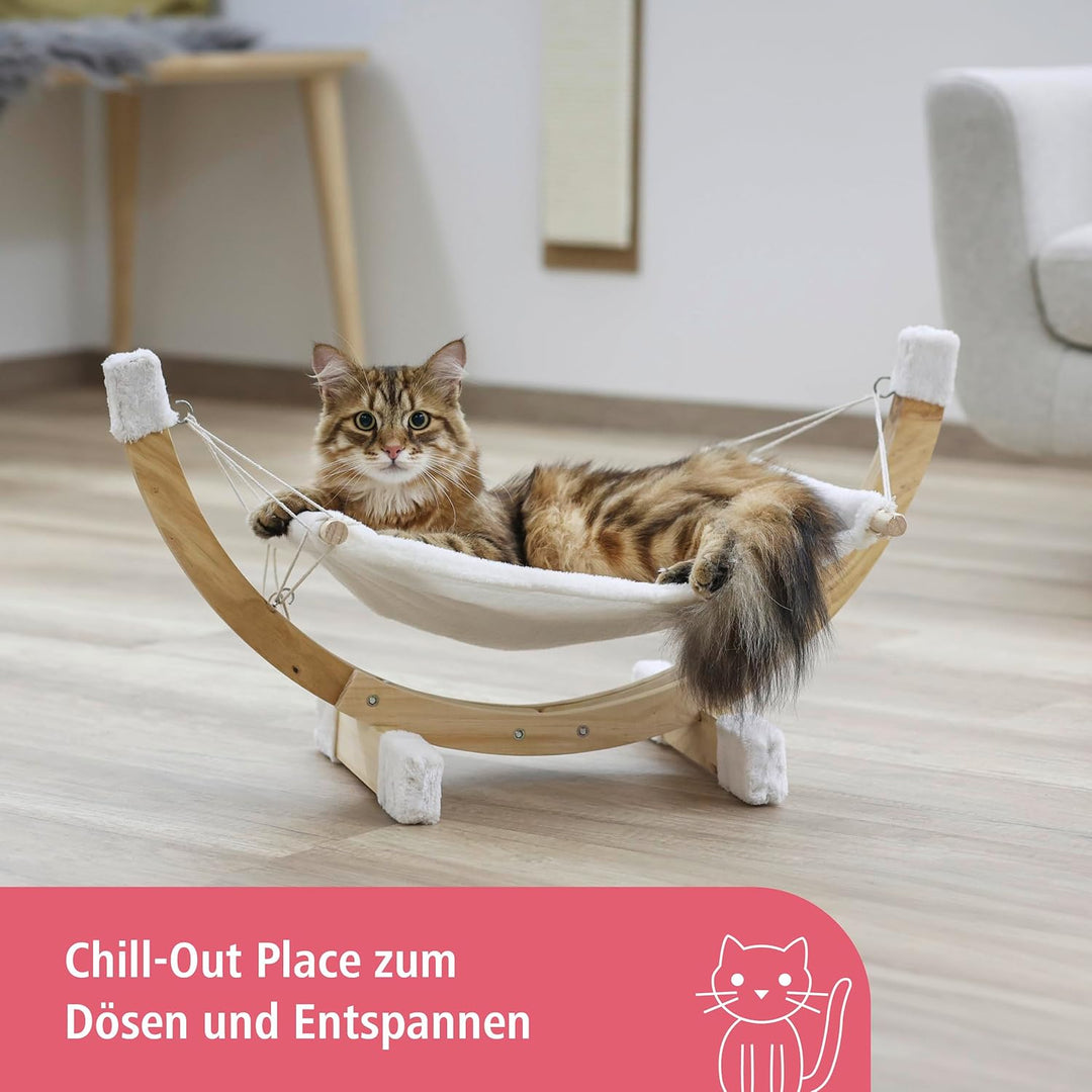 Kerbl Hängematte SIESTA, weiss mit Holzgestell,73 x 36 x 34 cm
