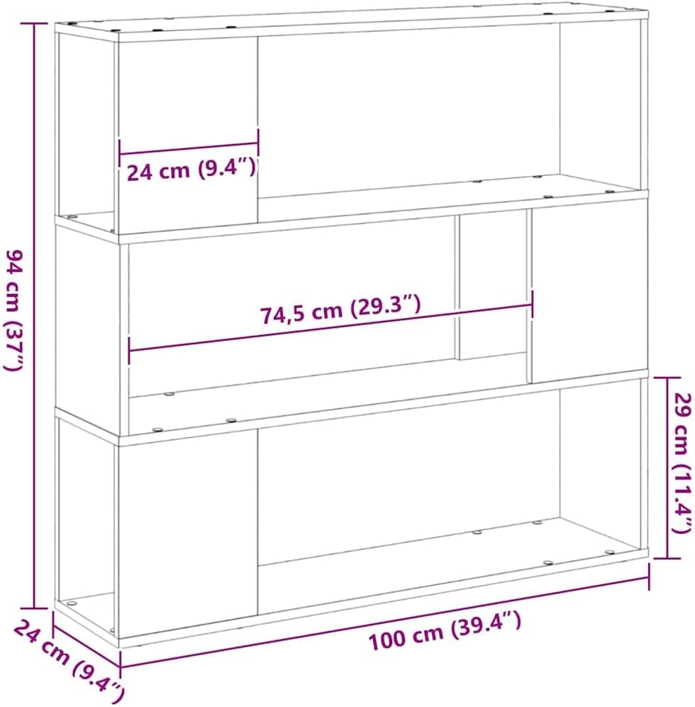 vidaXL TV-Schrankset Schwarz Eichen-Optik 100 x 24 x 94 cm, Wohzimmer Aufbewahrung, rechteckiger Med