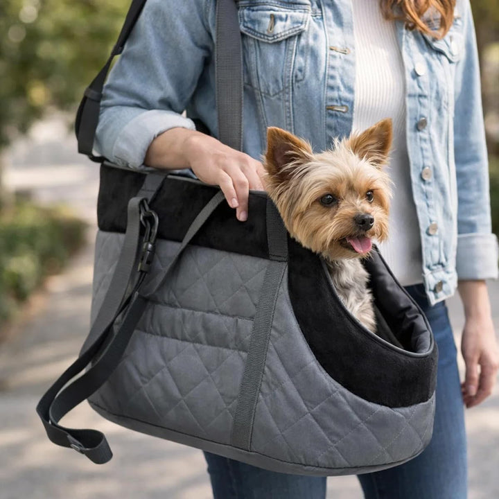 Hobbydog TORGZC6 Tragetasche für Hunde und Katzen, 27 x 25 x 43 cm, grau mit Pfoten